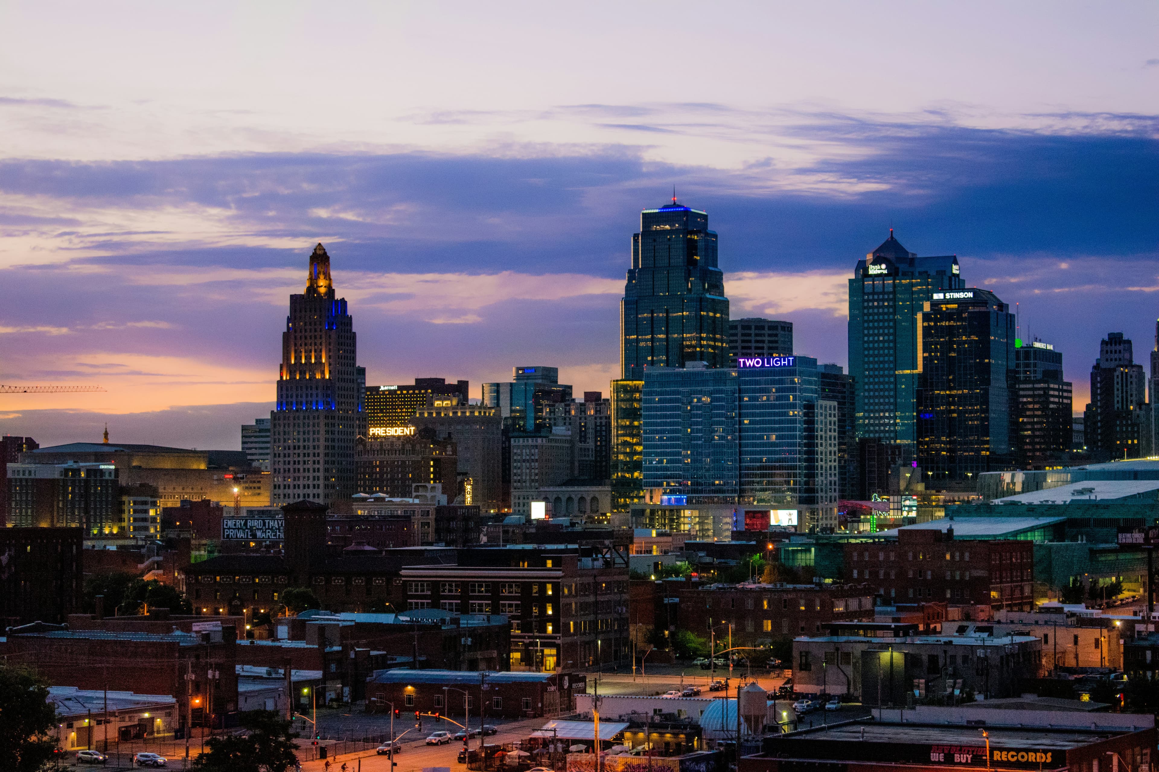 Kansas City skyline at dusk